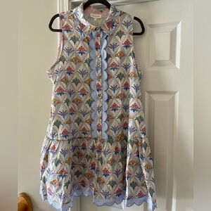 NWT Entro Floral Trellis Scalloped Dress Large